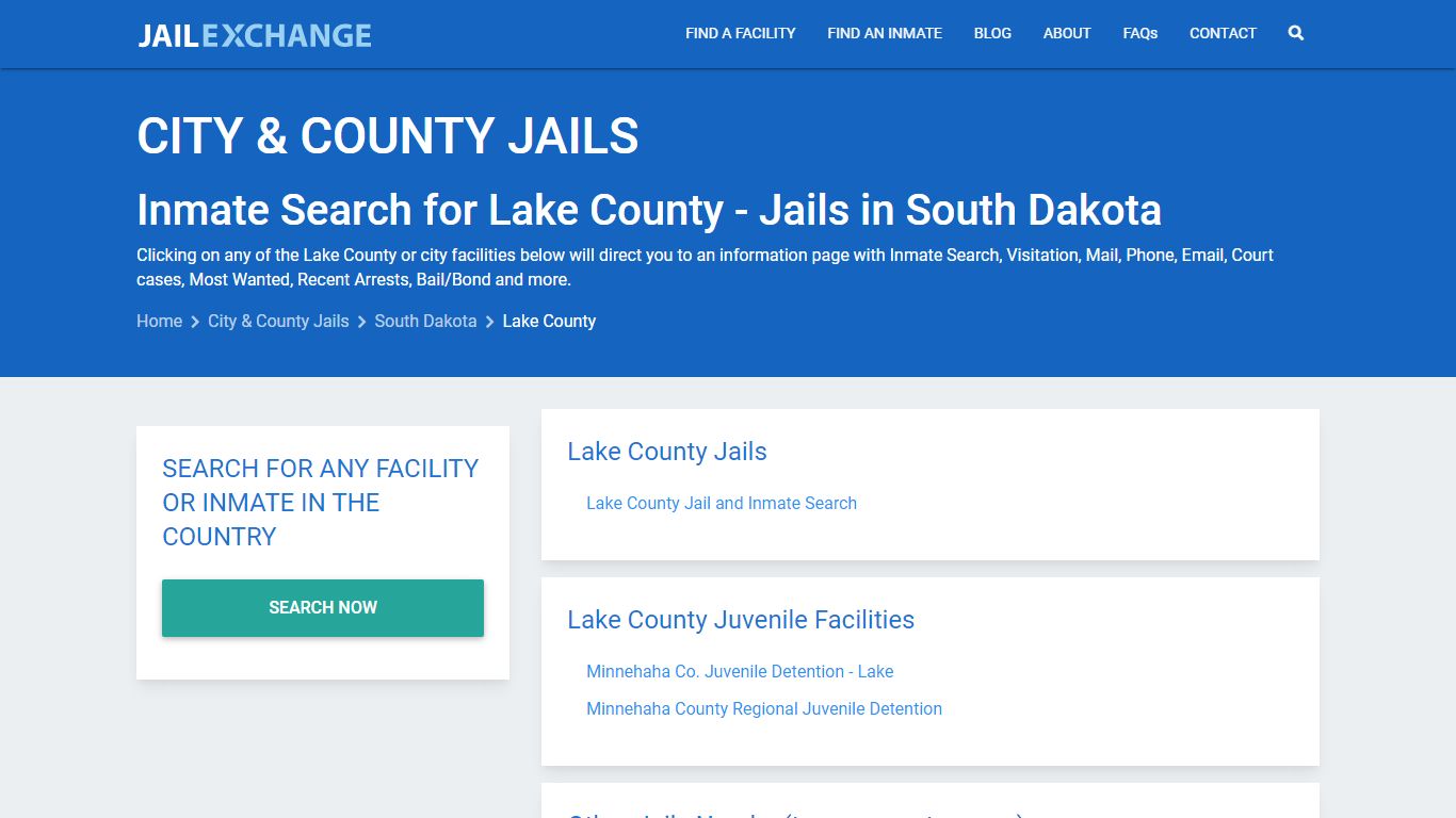 Inmate Search for Lake County | Jails in South Dakota - Jail Exchange
