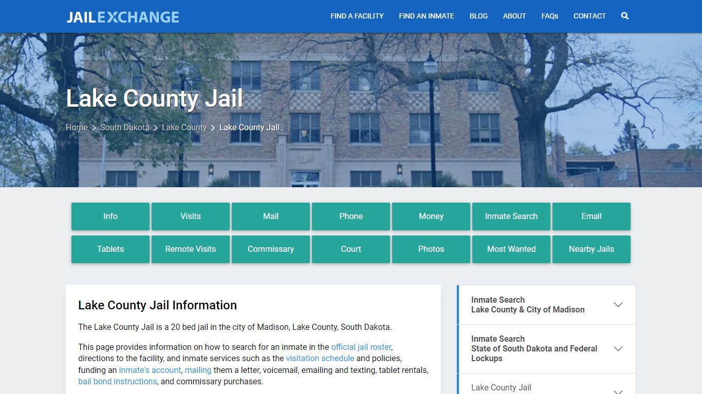 Lake County Jail, SD Inmate Search, Information