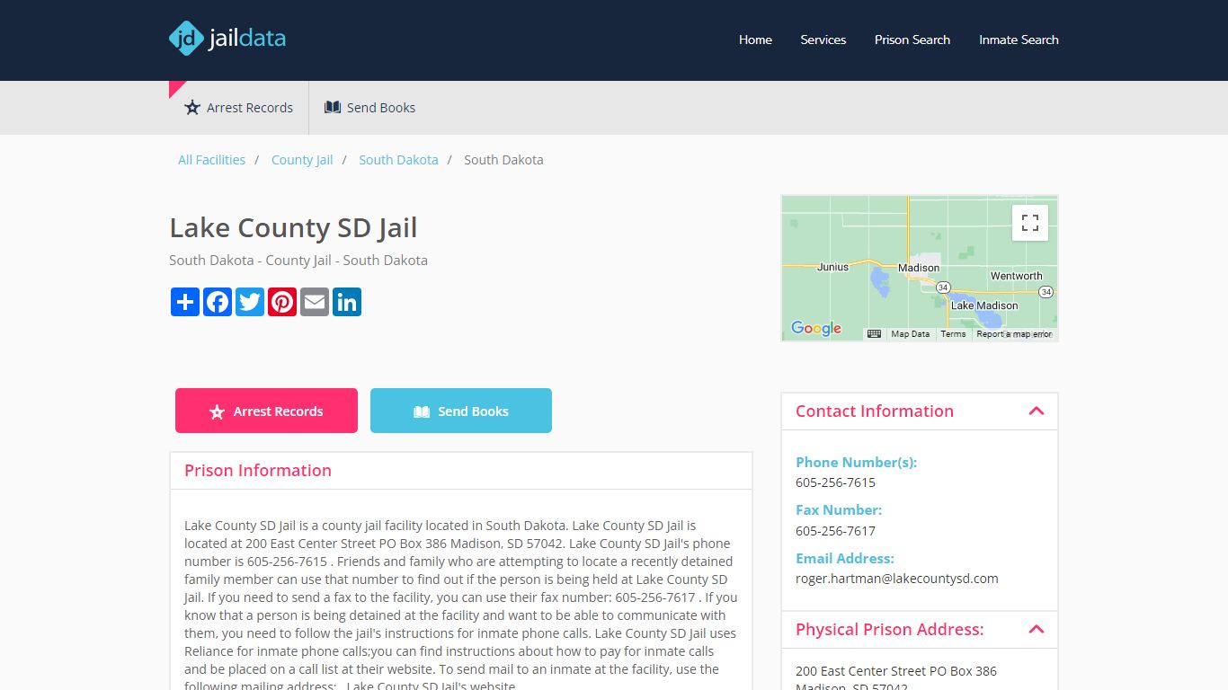 Lake County SD Jail Inmate Search and Prisoner Info - Madison, SD